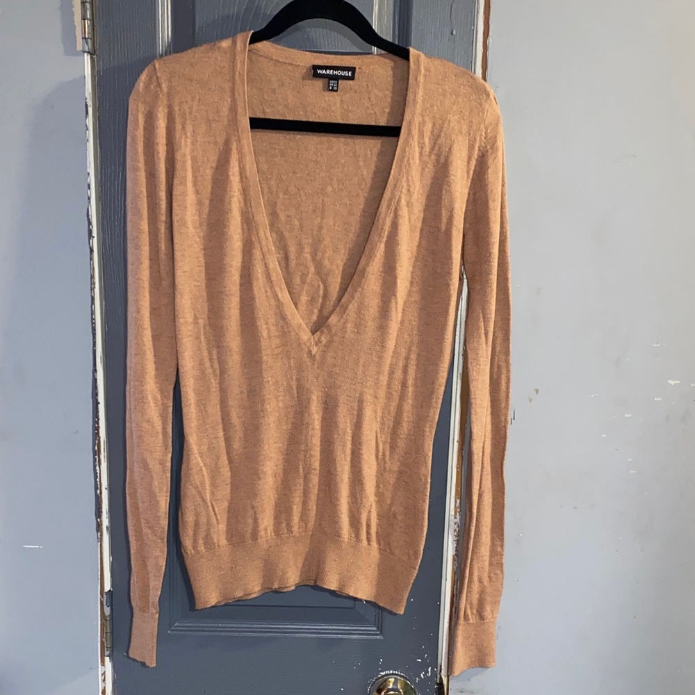 Warehouse Camel V-Neck Women's Sweater